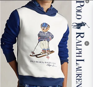Polo Ralph Lauren Christmas Polo Bear Ski Graphic Colorblock Hoodie Boy M Cabin - Picture 1 of 10