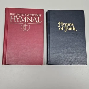 2 Hymn Music Song Books, Hymns of Faith - 1987, United Methodist Hymnal - 1989 - Foto 1 di 24