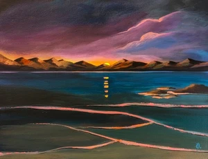 Original Painting On Canvas. Coastal Mountain Landscape Art. 11x14 New with COA - Picture 1 of 5