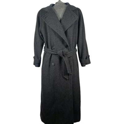 Jones NY Double Breasted button up Womens 100% Wool Trench Coat Jacket Gray Sz L - Image 1 of 4