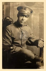 c1918 WW1 Black Army Soldier African American Officer Lt. RPPC Postcard COPY - Picture 1 of 2