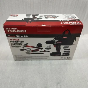 Hyper Tough 71-Piece Tool Set Project Kit w/20V Cordless Drill Battery & Charger - Picture 1 of 4