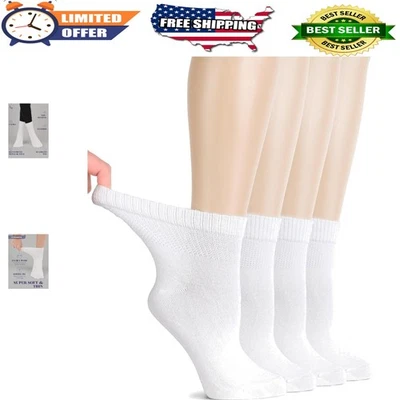 Calcetines diabéticos de bambú de lujo para mujer - suaves, sin ataduras, ajuste al tobillo, 4 pares Foto 1 de 4