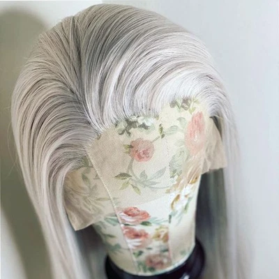 Peluca de encaje frontal blanca recta larga resistente al calor en capas Foto 1 de 4