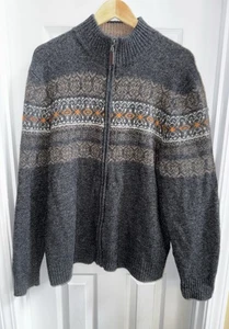 Telluride Full Zip Pullover Herren XL Fair Isle dunkelgrau Wollmischung Winter warm - Bild 1 von 9