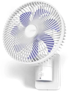 8” Small Wall Mount Fan with Remote Control, 90°Oscillating, 4 Speeds, Timer,... - Picture 1 of 7