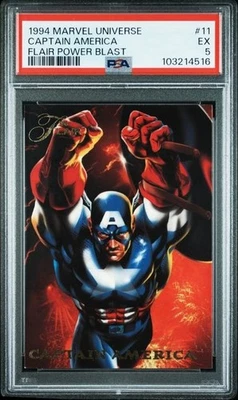 PSA 5 FLAIR 1994 MARVEL UNIVERSE CAPTAIN AMERICA #11 FLAIR POWER BLAST 353 - Image 1 of 2