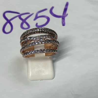 Bomb Party Talla 7 BP Grueso Entrecruzado Anillo Bebé Azul Gemas Racimos Oro Rosa Pl Foto 1 de 4