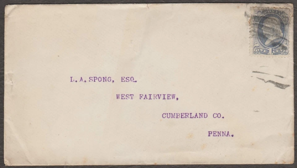 U.S. - COVER WITH 1CENT FRANKLIN - SMEAR CANCIL - - Image 1 of 1