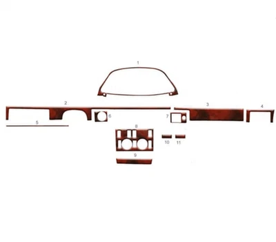 Kit de cubierta de tablero interior en caoba Mercedes-Benz 280 SE (W 126) 1980-1985 Foto 1 de 4