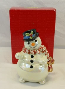 Fitz and Floyd Holiday Snowman CLASSICS FROSTY SNOWMAN CANDY JAR BOXED - Picture 1 of 10