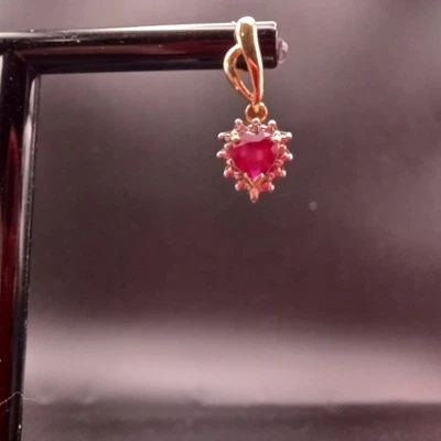 Ruby & Diamond  10K Yellow Gold Earrings - Image 1 of 2