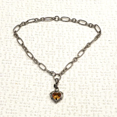 Colgante Judith Ripka de plata de ley con corazón de citrino y collar de 18 pulgadas de ley Foto 1 de 4