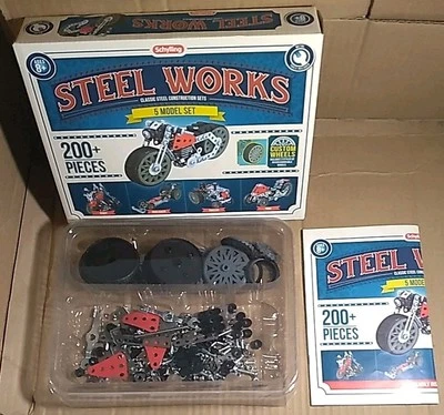 Schylling Classic Steel Works Construction Set, 5 Model Set, 200+ Pieces - Image 1 of 4