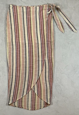 Юбка Free People Aubrey Sarong Midi Wrap в полоску размер 4 богемная пляжная в полоску  - Изображение 1 из 4