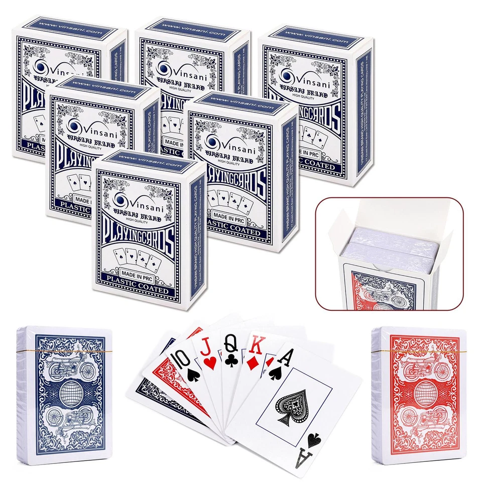 Vinsani Traditional Motorbike Poker Casino Plastic Coated Playing Cards Decks  - Image 1 of 1