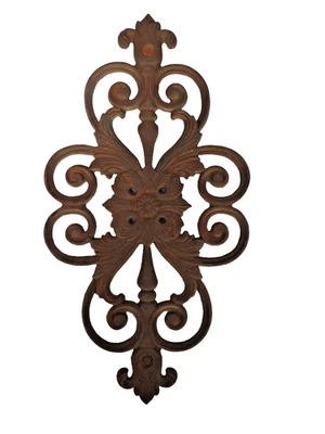 Cast Iron Ornamental Door Or Wall Decor Scrollwork Plaque Floral - Image 1 of 4