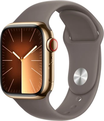 Apple Watch Gen 9 Series 9 Cell 41mm Gold Stainless Steel - Clay Sport Band - Image 1 of 2