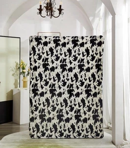 Manta de sofá Sherpa acogedora doble blanca y negra súper suave piel de vaca 50x70 - Imagen 1 de 6