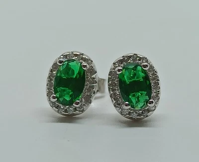 ORECCHINI IN ARGENTO 925 LOBO OVALE COLORATO E GIRO ZIRCONI (AMFO0496, AMFO0497) - Immagine 1 di 4