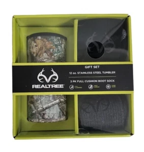 Realtree Edge 4-Piece 12 oz. Stainless Tumbler & 3-Pack Cushion Boot Socks Set - Picture 1 of 7