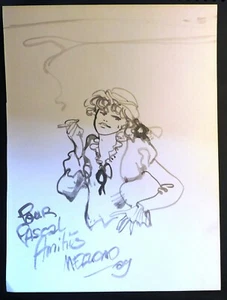 Dessin original de MEZZOMO. Feutre gris. Dédicacé pour Pascal et signé. 23 x 30 - Imagen 1 de 1