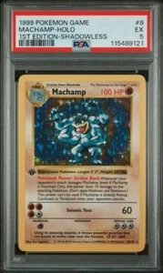 PSA 5 Machamp Pokemon Card Shadowless 1st Edition Holo WOTC 8/102 Base Set Rare - Picture 1 of 2