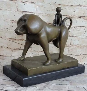Baboon & Baby Monkey Bronze Statue Sculpture Figure Modern Art Vobisova 10" x 10 - Picture 1 of 10