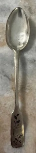 Antique Russian 84 silver spoon hallmark etched KABKABZ colonial folkart - Picture 1 of 8