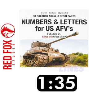 Numbers Letters US AFV'Ss Vol.01 1:35 3D Acryl Aufkleber farbiges Harz RFSQS-35017 - Bild 1 von 8