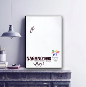 Nagano 1998 XVIII Olympic Winter Games Poster Print Banner Logo / Japan / Decor - Picture 1 of 2