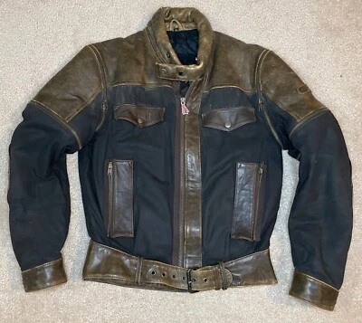 VTG Hein Gericke Black Brown Cafe Racer Motorcycle Leather Jacket 48 - Mens S M - Image 1 of 4
