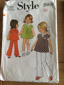 1969 ORIGINAL STYLE Sewing pattern 2669 Child dress trousers age 3 CUT FREE P&P - Picture 1 of 3