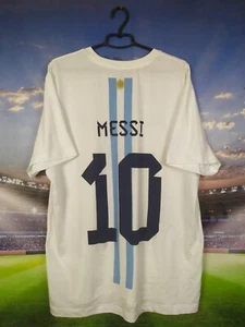 Messi Argentina Team Fan Football Shirt 3-Stars World Cup Adidas Mens Size XL - Picture 1 of 11