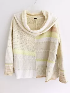 Free People pullover collo cappuccio maglione oversize taglia XS vestibilità ampia maglia beige - Foto 1 di 9