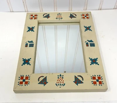 Espejo de pared vintage Tole Hand arte popular pintado casa de campo Foto 1 de 2