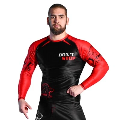 ROAR Men’s Sports MMA Rash Guard Athletic Fitness Full Sleeve Compression Shirt - Image 1 of 3