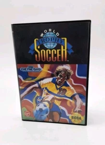 World Trophy Soccer SEGA Genesis Cib Complete w/ Manual TESTED Works Rare Game - Picture 1 of 6