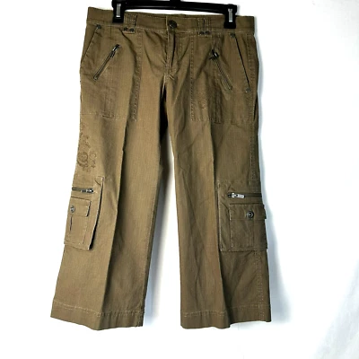BCBGirls Brown Cargo Capri pants with embroidery Size 6 - Image 1 of 4