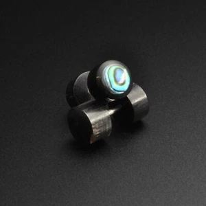 Horns False Gauge Plug With Abalone Shell Bowl Inlays Art Ear Plug - Picture 1 of 3
