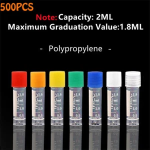 500PCS 1.8/2ML Cryovial Test Tubes Sealing Simple Vial Container Graduated - Picture 1 of 18
