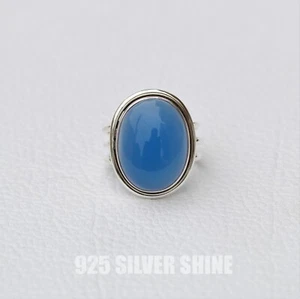 Anillo de joyería hecho a mano de plata de ley 925 con piedras preciosas naturales de calcita azul de 3 a 12 - Imagen 1 de 6