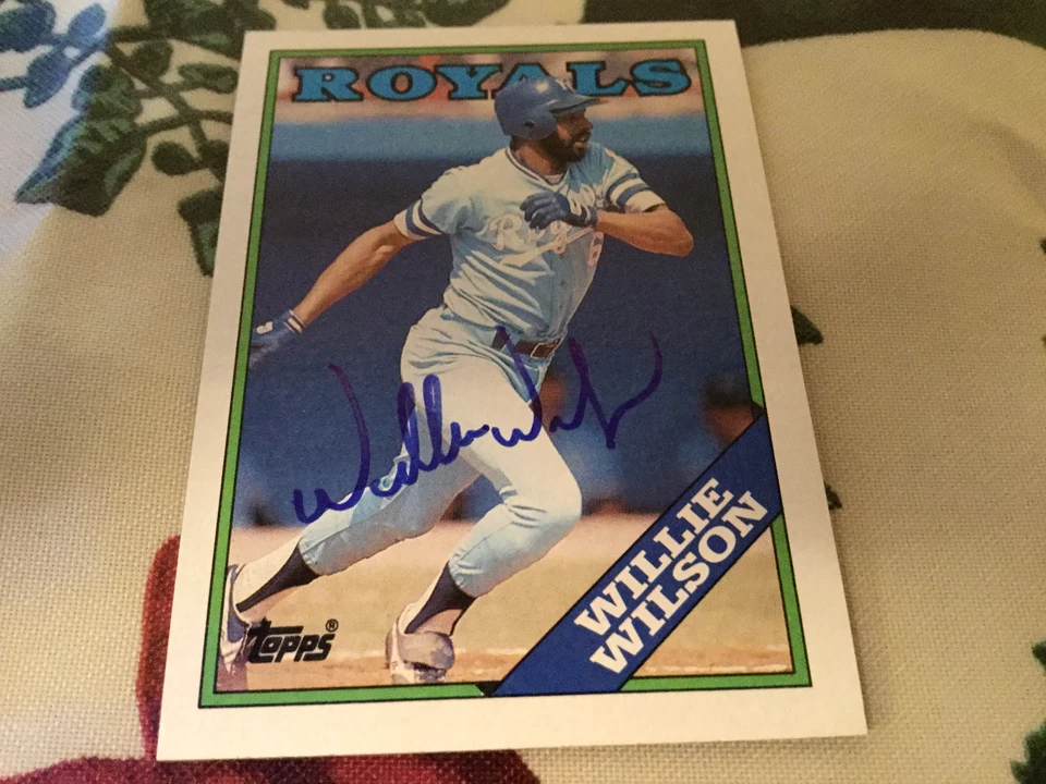 Tarjeta de béisbol firmada por Willie Wilson 1988 Topps Royals #452 Foto 1 de 1