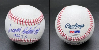 Frank Robinson SIGNED ROMLB Baseball + 1966 T.C. ORIOLES REDS PSA AUTOGRAPHED - Image 1 of 3