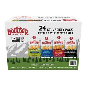 Boulder Canyon Kettle Style Potato Chips Variety Pack, 24 Count, Assorted 1.5oz. - Picture 1 of 5