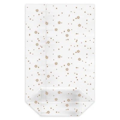 VEPATIM Kreuzbodenbeutel klar goldene Sterne Plätzchenbeutel Pralinen Gewürze 5 Größen