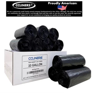 33 Gallon Trash Bags - 250 Black Garbage Bags 20.5 Microns Thick (250 Count) - Picture 1 of 10