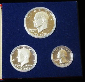 1976 United States Bicentennial Silver 3 Coin Proof Set Original Book COA - Picture 1 of 5