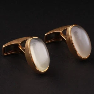 Poul Klarlund Gold Cufflinks with Moonstone. YG. 750. DENMARK. VERY RARE! - Picture 1 of 5