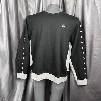 Sudadera deportiva Lacoste para hombre talla 3XL cuello redondo negra blanca con logotipo polar SH4866C Foto 1 de 4